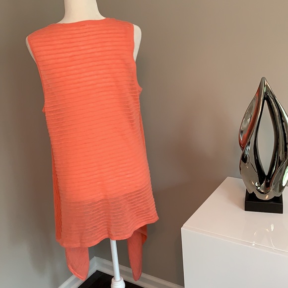 Jones New York open Linen ribbed coral hi-low vest - Picture 5 of 5